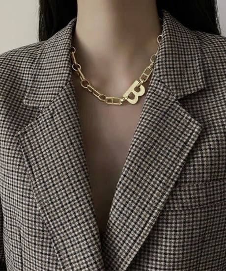 bold b initial chain necklace /2color　NL2244