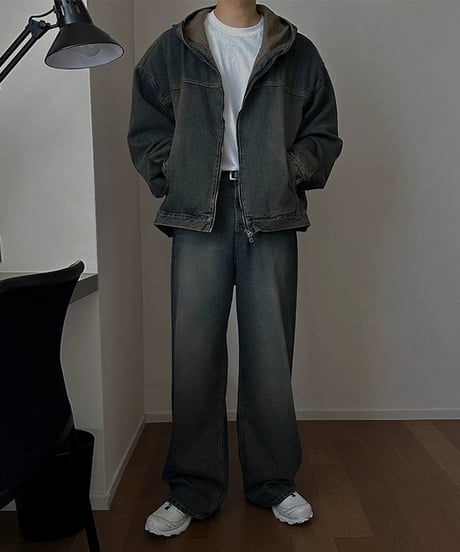 vintage wash oversized denim setup　NL2302