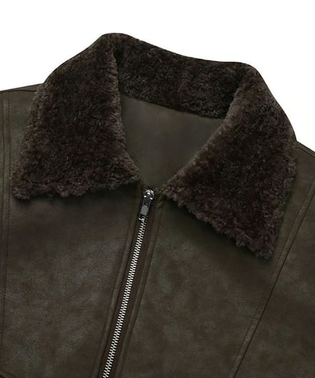 fake suede boa collar jacket　NL2104