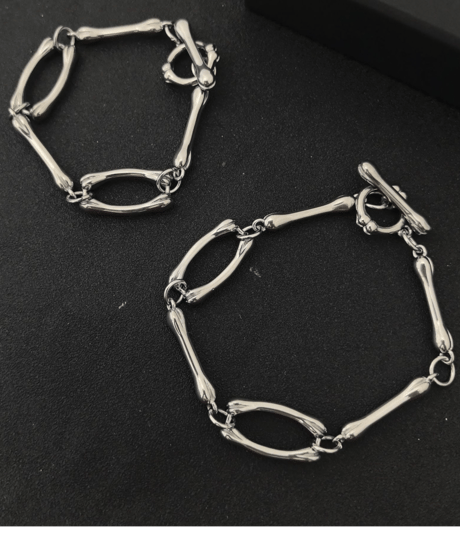 silver bone link toggle bracelet　NL2264