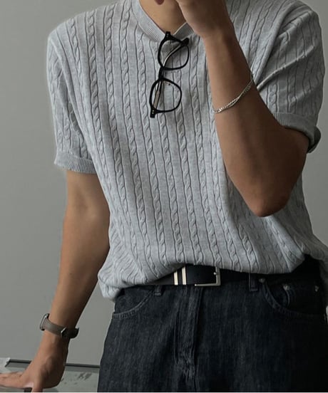 short sleeve cable knit sweater/３color　NL2395