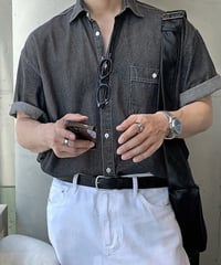 relaxed black denim shirt　NL2321