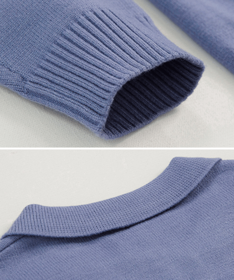 oversized polo collar knit sweater/2color　NL2171