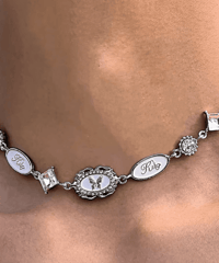 butterfly oval frame clear stone choker　NL2222