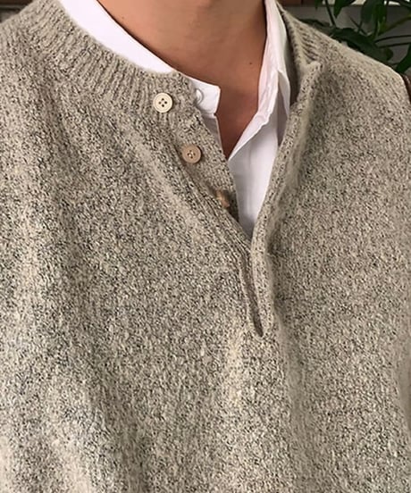 henley neck pullover knit　NL2108
