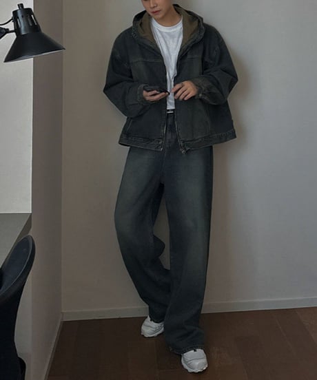 vintage wash oversized denim setup　NL2302