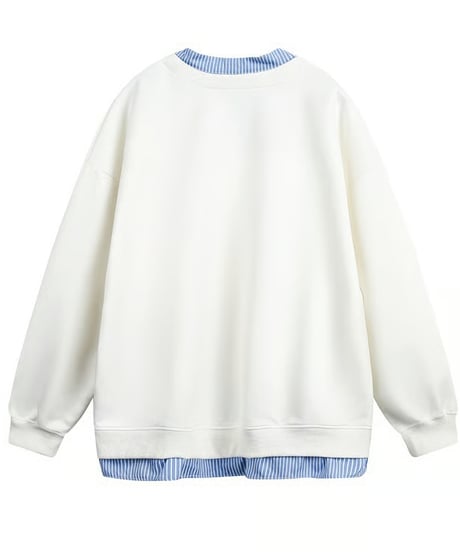 layered v-neck stripe sweatshirt /2color　NL2355