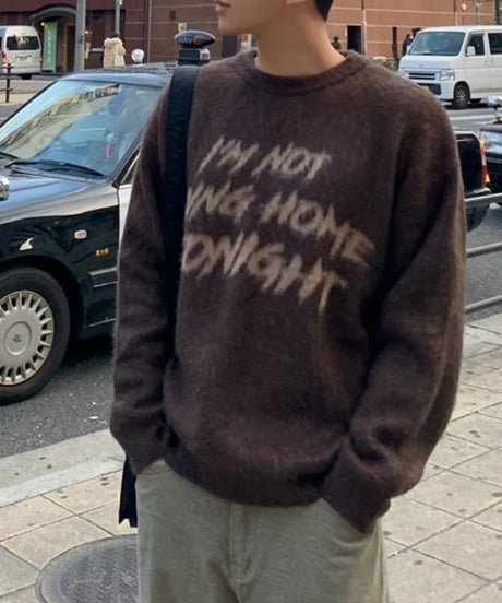 graphic brushed crew neck knit /3color　NL2094