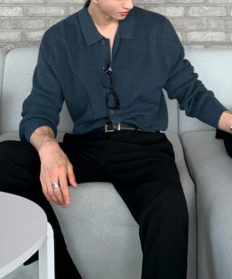 knit polo cardigan /4color　NL2086