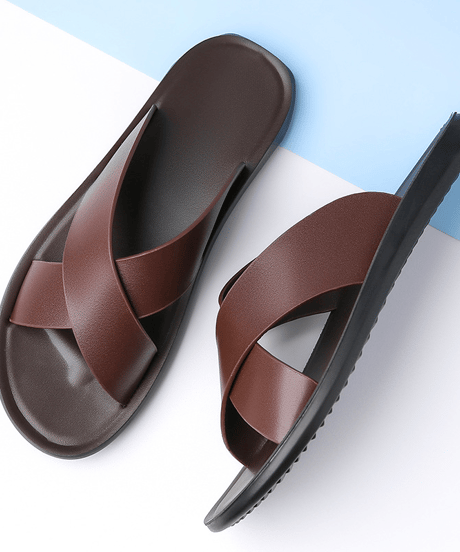mens cross strap leather sandals/2color　NL2386
