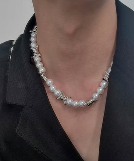barbed wire pearl necklace　NL2197