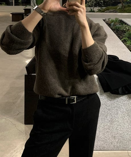 mock neck rib knit sweater slim fit /3color　NL2095
