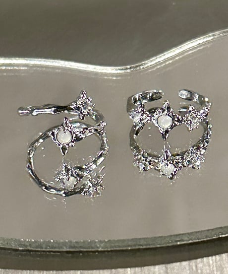 star moon pearl heart silver rings　NL2177