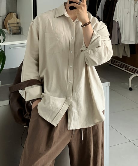 relaxed linen blend daily shirts　NL2144