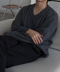 oversize twist vneckknit pullover　NL2088