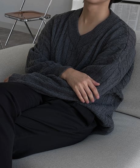 oversize twist vneckknit pullover　NL2088