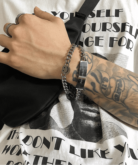 silver chain id plate bracelet　NL2190
