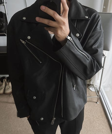 oversized faux leather riders jacket 　NL2091