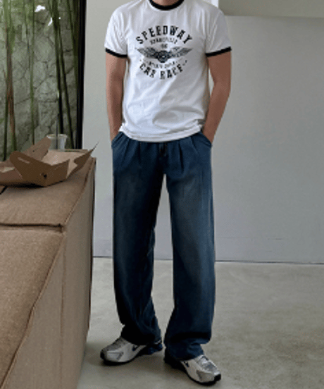 effortless vintage wash wide denim /2color　NL2406