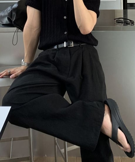 wide tuck linen slacks /6color　NL2326