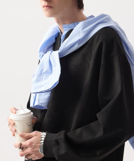 layered v-neck stripe sweatshirt /2color　NL2355