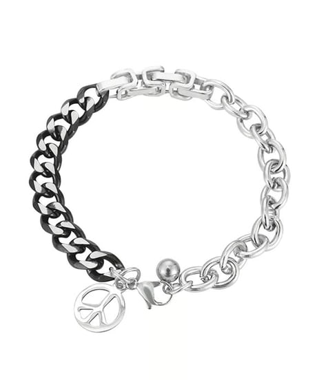 bicolor peace sign chain bracelet　NL2265