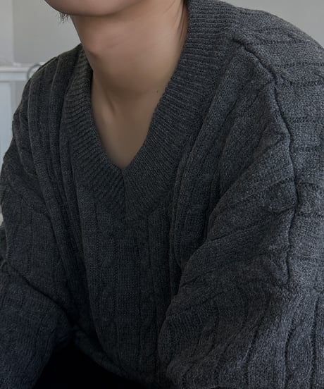 oversize twist vneckknit pullover　NL2088