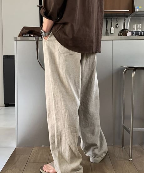 wide tuck linen slacks /6color　NL2326