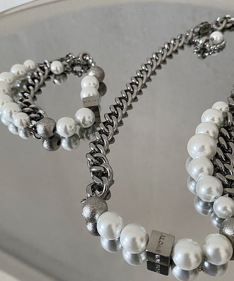 silver chain pearl necklace　NL2186