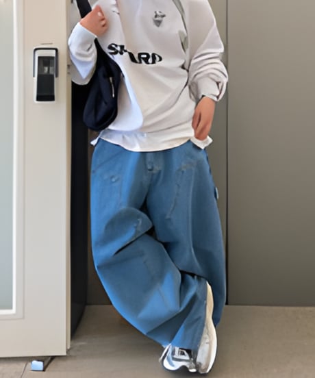 wide fit panel worker denim pants /2color　NL2172