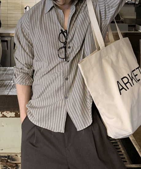 striped relaxed-fit shirt /2color　NL2399