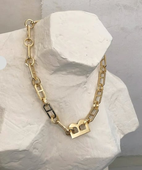 bold b initial chain necklace /2color　NL2244