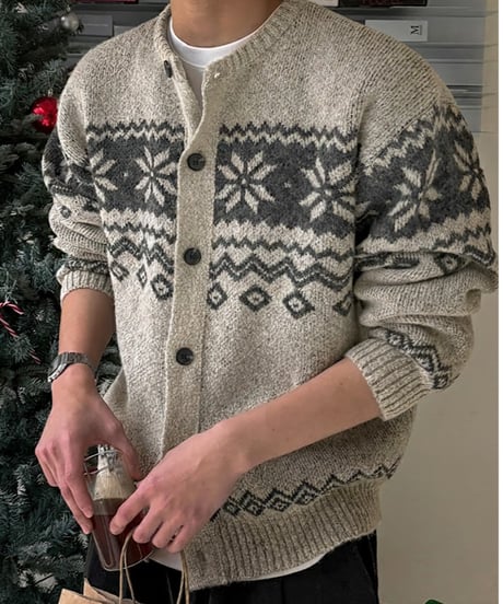 korean style nordic knit cardigan　NL2148