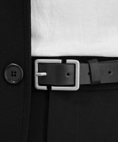 minimalist square buckle leather belt /2color　NL2294