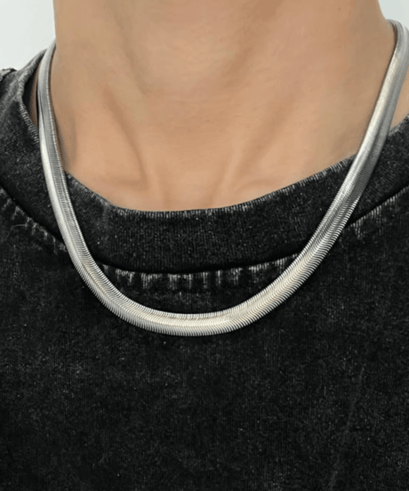 wide flat snake chain necklace　NL2263