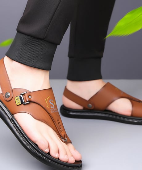 casual leather flip-flop sandals /3color　NL2380