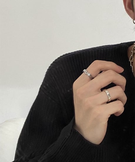 tile pattern open silver ring　NL2199
