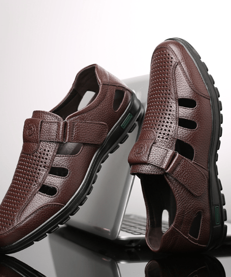 mens leather closed toe sandals /2color　NL2383