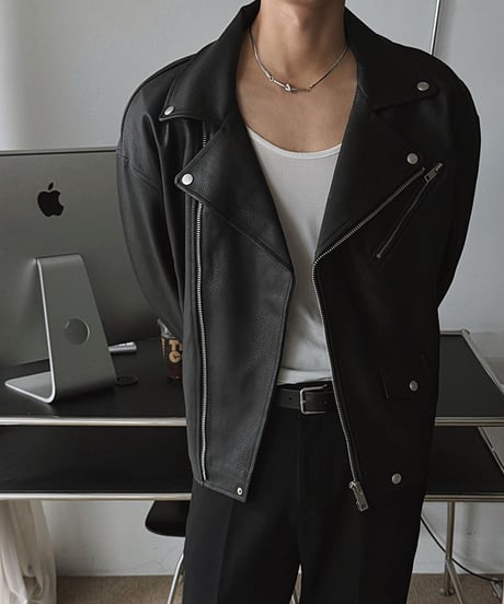 oversized faux leather riders jacket 　NL2091