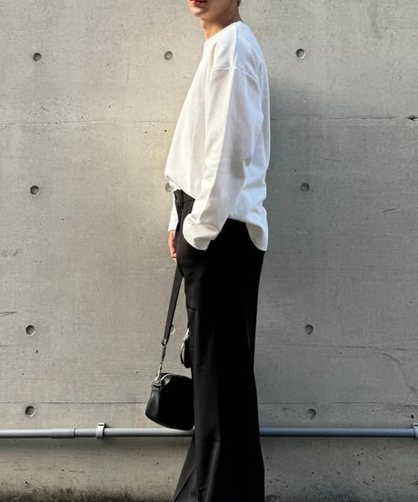 minimal deep v neck long sleeve t-shirt /2color　NL2066