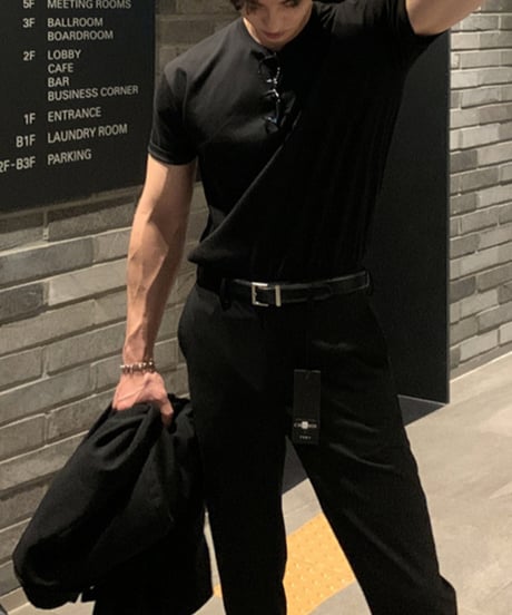 sleeve henley neck knit tee /4color　NL2122