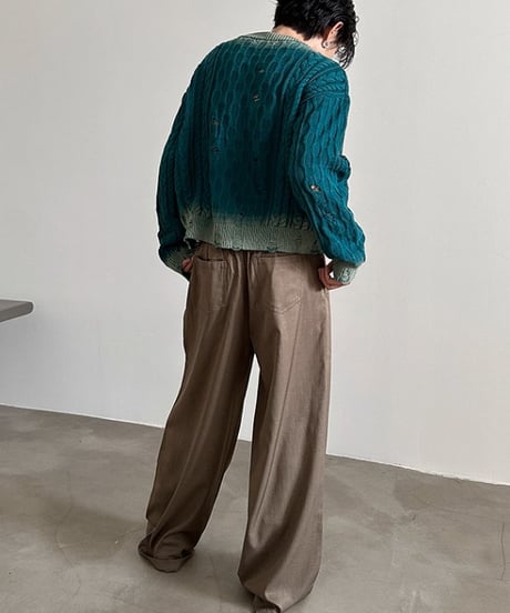 distressed cable knit /2color　NL2009