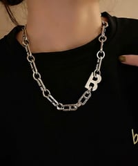 bold b initial chain necklace /2color　NL2244