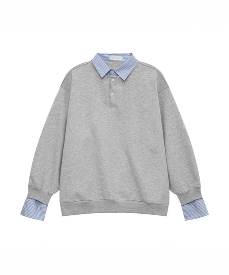 layered polo neck sweatshirt /3color　NL2354