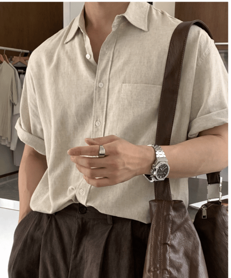half sleeve linen shirt /2color　NL2322