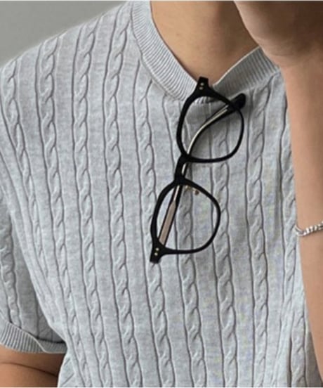 short sleeve cable knit sweater/３color　NL2395
