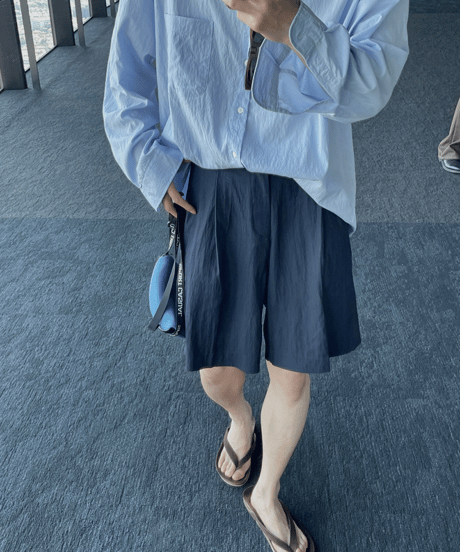 relaxed fit nylon linen shorts　NL2157