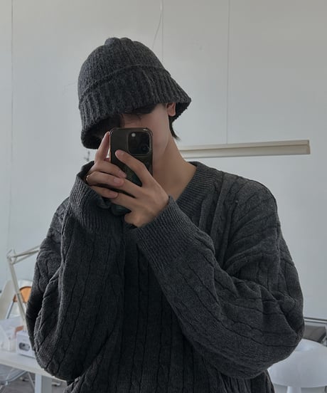 oversize twist vneckknit pullover　NL2088