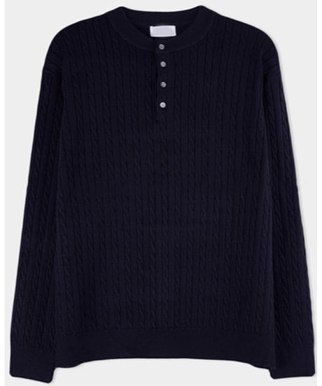 henley neck cable knit /2color　NL2111