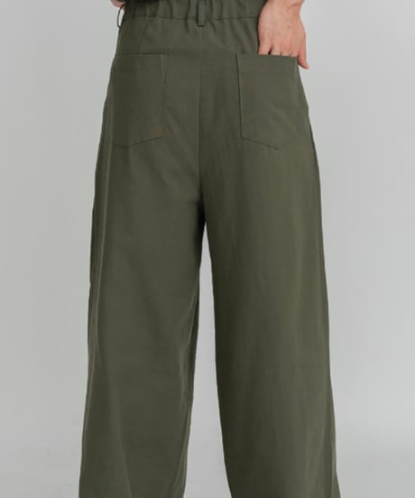 belted wide leg linen relaxed trousers /3color　NL2154